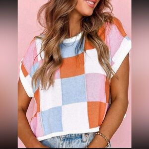 Colorful Checkered Women's Top